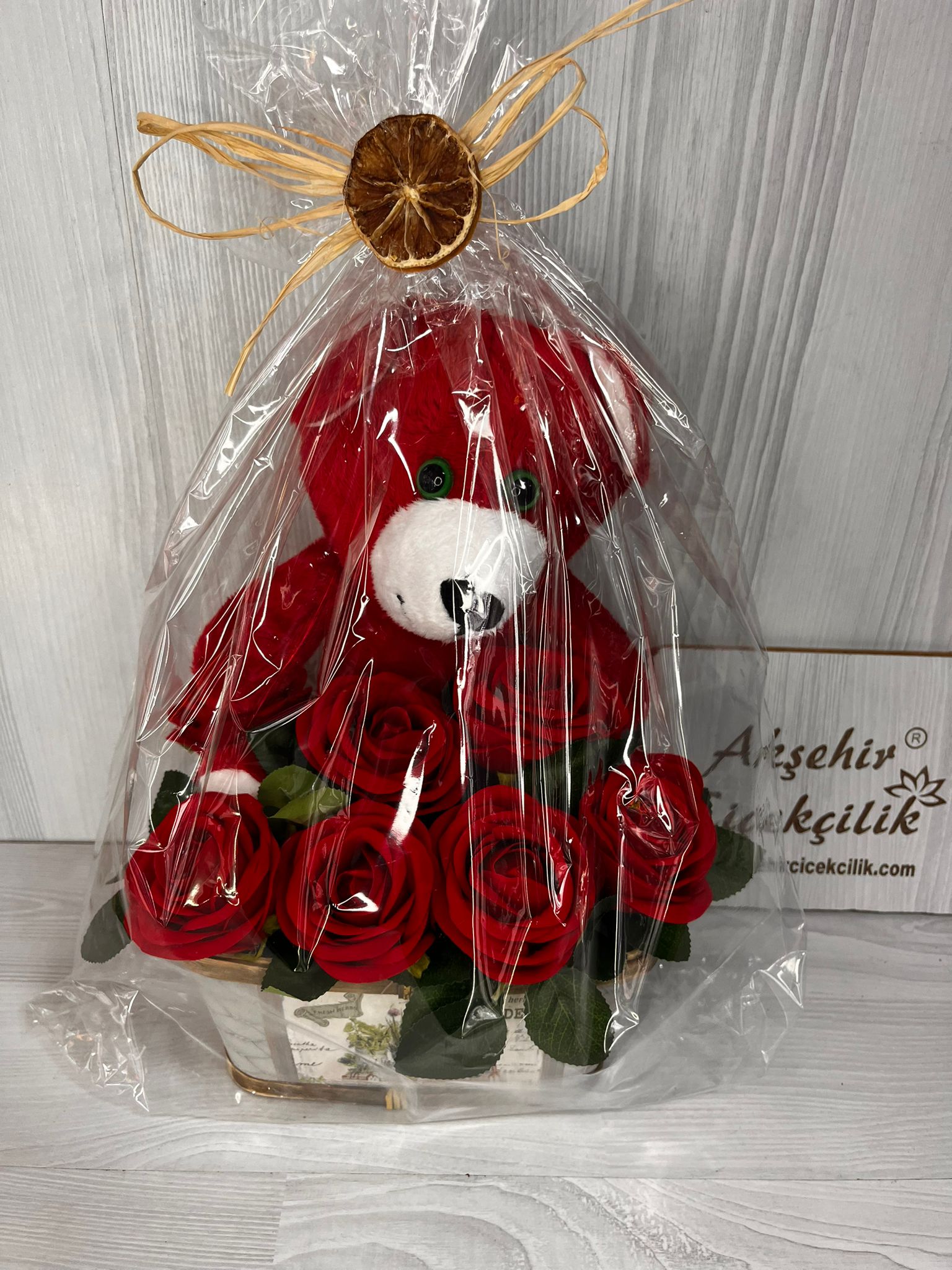 gül ayıcık aranjman 